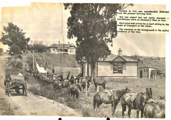 Courthouse and Police residence...Kaitaia 1916 imagine...everywhere you went, you had to go by horse!!!
