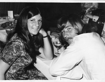 long hair and flaired shirts as well... Mike Cooney and Paula Haywood having a night on the town.....'Chalet' restaurant Whg. ....and who's that with the long blonde hair smiling in the background...non other than Mr Phil Clarke...soon to hook up with sherry Aickin!
