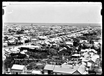 1902 A panoramic view looking west from the Water Tower on the corner of Doon and Gala Street, Invercargill
