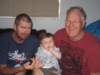 Drew Campi and a couple of his boys.... Son Brent & his little Lincoln..Brent learnt to surf when they lived in Hawkes Bay..now lives on the Sunshine Coast..both Drews other grandkids mums are professional lifeguards would you believe & naturally their kids are nippers..awesome family heritage
