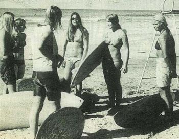 Some of the best girl surfers in the country.....Gisborne 1970 Val Treadea...Gail Porter...Carol Cranch...Gail Patty....Cindy Pinnenger....Lyn Galloway
