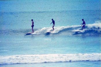 But more often than not...3 on a wave..dueling it out! Ken Harrison (Harro)....Ian butt...and ?  ....Waipu summer of '66
