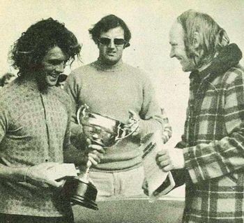 'Gant' wins the NZ titles in '72...in Gisborne.. NZ president Mike Court handing out the trophy...with Peter Fitzsimmons looking on......Gant had that classic flowing style of surfing that always looked so smooth......another that left us to early!!...
