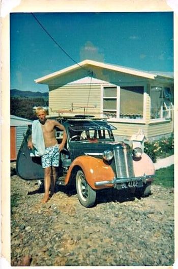 Then there was Maungatoroto boy Jim Nash.....(Laurie's cousin) and his 5 stacker home made roof rack on his classic old Austin....which had front doors that opened backwards....you didn't want to accidently bump the door latch while you were driving..Ha!!

