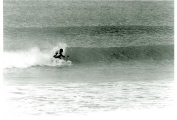 Mr Dick (ding) Robinson and his signature move again..... on a fast little left at Sandy Bay...summer of '66
