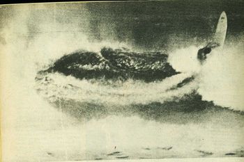 Roger Brown on a sizeable wave at 'pipeline' Midway 1969
