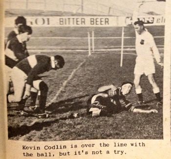 Ruakaka SLSC boy Kevin Codlin....scores a nothing....Ha!! 'Old Boys' was a popular team among the surf mob....did a short season there myself in '67...

