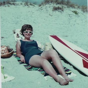 Robin Hill with the new board that Ross made for her...summer of '63
