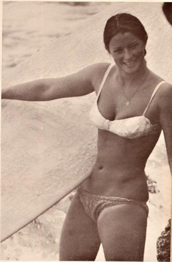 and of course who could forget that regular visitor to Waipu Cove...Jackie Mitchell She used to arrive at Waipu with all the Auckland crew in a open-air mini-moke...classic!!..a very good surfer..won the NZ titles in '68
