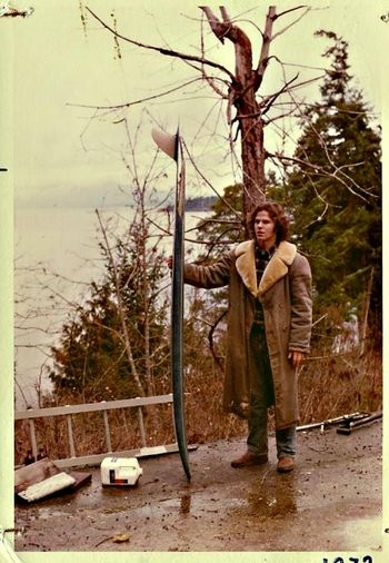 Auckland boy..Mike Tinkler taking board design one step further... ...Tinkler adjustable flex tail...Vancouver Island Canada 1972
