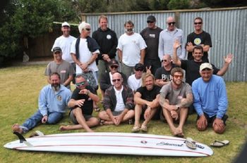 and here's the legend himself...77 yr old Tui Wordley (bottom right) The Torquay (Victoria) Longboard club....and Tui still surfs ...and still helps out heaps in his club (see next photo)!!!!....awesome stuff!!
