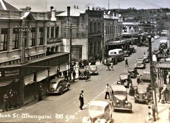 looking down Bank street Whangarei 1952
