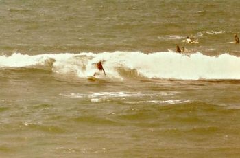 Colin trying out one of his new San Michelle boards...summer of '71 possibly Pataua...
