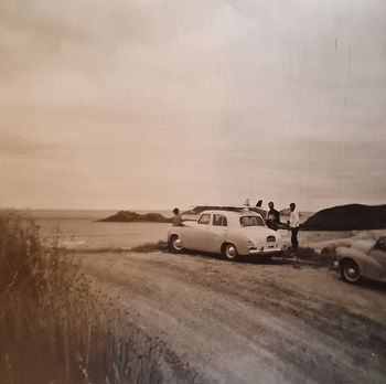 i reckon Trev King, Brian King and Colin Hannah......ocean bch in the old mans car...'63!
