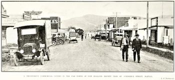 Commerce street Kaitaia 1925.... ..cars and horse and carts and people share the road!!...
