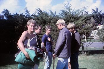 Some of the crew...settling down in Gisborne for a great surfing (competitive) holiday!! 'Dak' (Allan McDonald)...Chris Frazerhurst...'Harro' Ken Harrison....John and 'peewee'(Ross) Blomfield...
