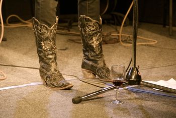 Jessie Veeder's boots on stage at Fargo's Studio 222
