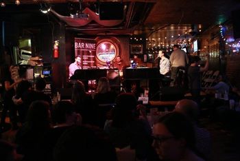 Bar9 NYC January 2016 Dueling Pianos Dueling Pianos at Bar9 in New York City; Ricky Lauria (L), Mike Gillotti (C), Ryan Hart (R)

