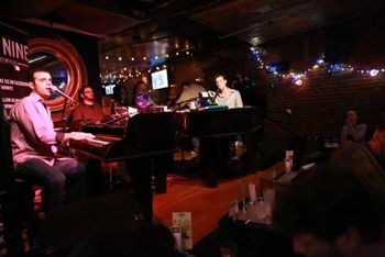 Bar9 NYC Dueling Pianos January 2016 Dueling pianos at Bar9 in NYC. Ricky Lauria (L), Mike Gillotti (C), Ryan Hart (R)
