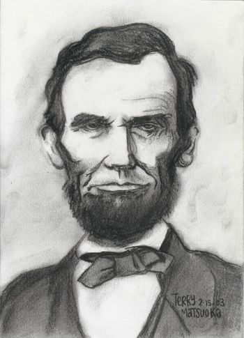 Terry Matsuoka- Abraham Lincoln charcoal on paper, sold
