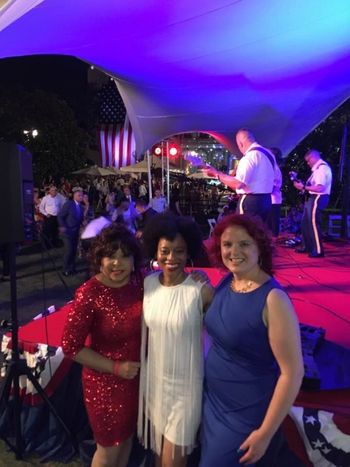 Leslie, Crystal, Keri get ready to sing with the U.S. Army band,  U.S.Embassy, Paris.
