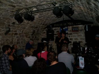 Leslie & Gerard at jazz club, Autour de Midi in Paris, France.
