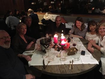 The gang (Gerard, Carolyn, Michel, Peter, Lauren, Leslie & Nicole) at dinner Dec. 2017.
