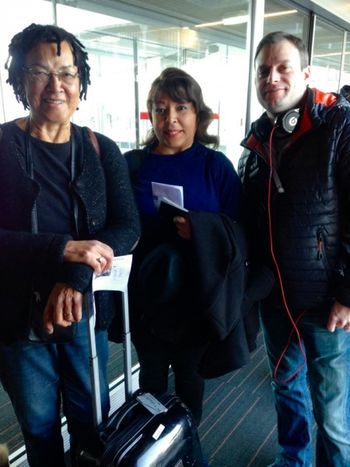 Leslie, Rhoda Scott & Thomas Derouineau at CDG aéroport on the way to Budapest
