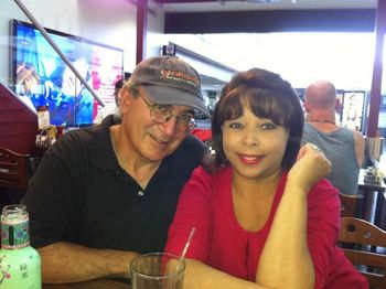 Leslie & Jerry Kalaf at LAX, Los Angeles, waiting to leave for London.
