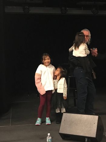 After the concert, on stage, with my granddaughters Sophie, Mila & Luna
