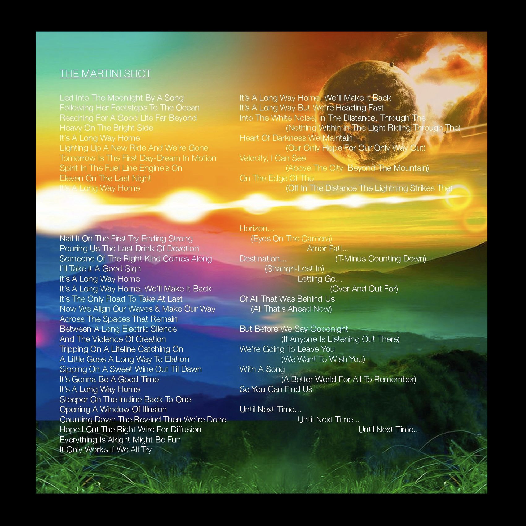 SONG 8 THE MARTINI SHOT