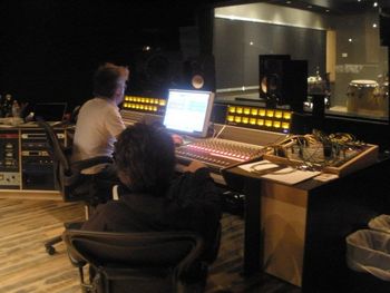 Greg with Brad Worrell at Converse Rubber Tracks Studios in NYC mastering the Jerry Nolan recordings

