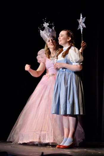 Glinda and Dorothy Kristen as Glinda the Good Witch and Janelle Raven as Dorothy in the 2016 Oxford Hills Maine Community Musical, "The Wizard of Oz," that ran April 1-3, 2016
