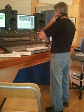Recording Engineer/Musician Alan Bean Recording with Alan at Baked Beans Recording Studio, Maine, 2011
