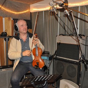 Joost van Es adding his beautiful violin parts. (Recording Back Porch.)

