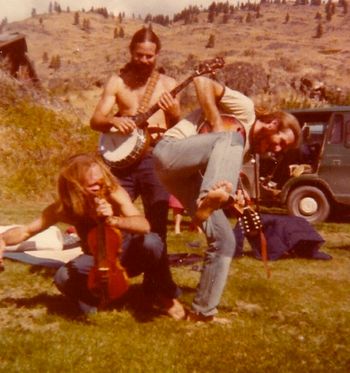 Tom Coates, Hoag, Austin Jimmy Murphy having fun. 1970s in Oregon, Washington or British Columbia.
