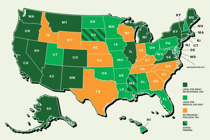 States with Legal Medical and Adult-Use Cannabis (Apr 2021)