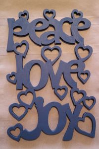 Peace Love Joy Heart Scrollsaw Word Art