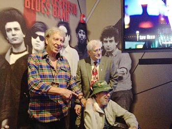 IMG_0924 Elvin Bishop, MarkNaftalin, Bugsy Maugh at the 2015 Rock and Roll Hall Of Fame Museum, Paul Butterfield Blues Band exhibit
