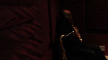 The booth is dark!!!! Reed Player Jack Fulks in the Music Lab 4/1/2017
