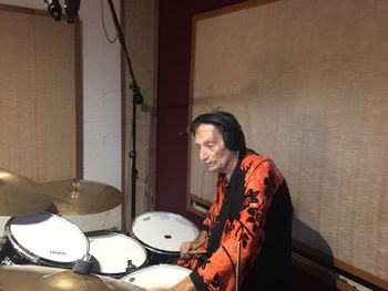 At work in Music Lab Drummer Gene Stone in the Music Lab 6/17/17
