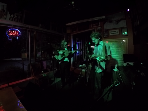 Blind Uncle Harry with Nick Wildcard Harley on dobro, Cafe Racer Seattle