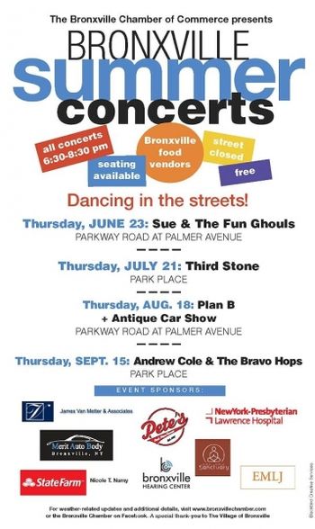 Bronxville Summer Concert Series Come dance in the streets of Bronxville - Thurs, Sept 15th!
