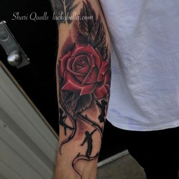 Family Rose Tattoo by Shari Qualls at Lucky Bella Tattoos in North Little Rock, AR
