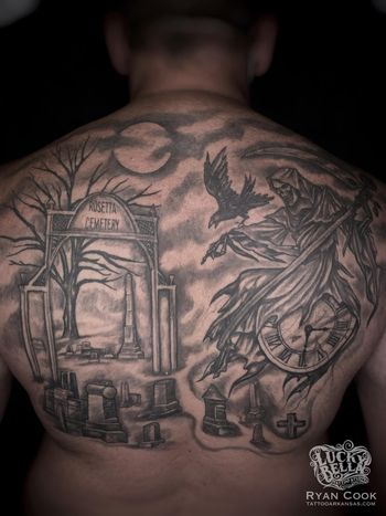 Back Piece in Progress by Ryan Cook at Lucky Bella Tattoos in North Little Rock, Arkansas
