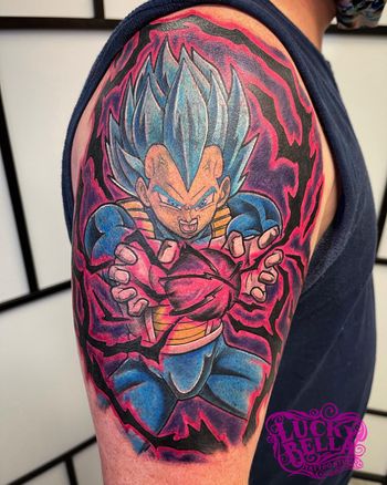 Dragon Ball Z Half Sleeve by Howard Neal at Lucky Bella Tattoos in North Little Rock, AR

