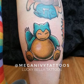 Snorlax Tattoo by Megan Ivy at Lucky Bella Tattoos in North Little Rock, AR
