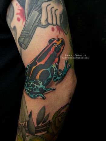 Poison Dart Frog Tattoo by Shari Qualls at Lucky Bella Tattoos in North Little Rock, AR
