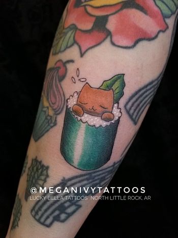 Sushi Cat by Megan Ivy at Lucky Bella Tattoos in North Little Rock, AR
