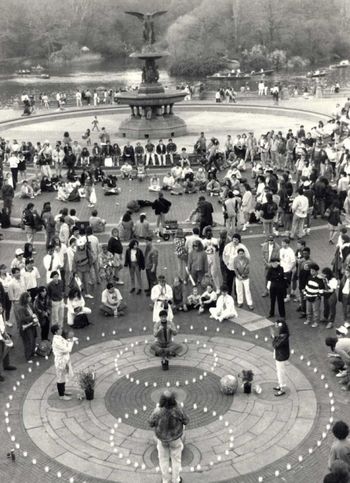 Walking Mandala Ceremony for Earth Day by Carmela Tal Baron and Friends of peace Bethesda Fountain, Central Park Earth Day 1992
